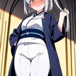 【エロ画像】AI_グレーショートに天使の輪、和洋で魅せる柔