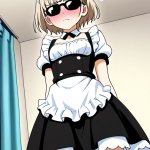 【エロ画像】AI_プラチナ髪のちっこいメイドが、サングラス