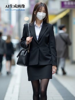 【黒タイツ】街行く黒パンストOLさんを撮影した三次街撮り風画像 part2【AI画像】