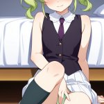 【エロ画像】ライム色ロールツインテール貧乳×オナニー・自慰_AI_アニメエロ画像