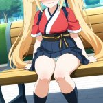 【エロ画像】金髪ツインテールむっちり×野外露出_AI_アニメエロ画像