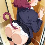 【エロ画像】マゼンタサイドテール小柄むっち×ガラスお尻押し付け_AI_アニメエロ画像