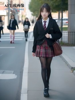 【JK】黒パンストや黒タイツを履いた女子校生ちゃんを街撮りした三次盗撮風画像 part11【AI画像】