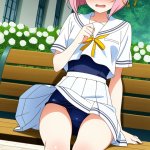 【エロ画像】ピンク髪ボブ外ハネ細身×野外露出_AI_アニメエロ画像