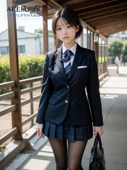 【黒ストJK】街行く黒タイツ女子校生を撮影した街撮り三次風画像 part2【AI画像】