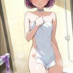 【エロ画像】ピンクグラデーションボブむっち×お風呂・入浴_AI_アニメエロ画像