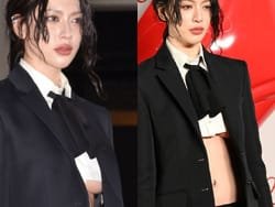 プラダを着た悪魔2ジャパンプレミアで三吉彩花が下乳丸見えスーツで登場
