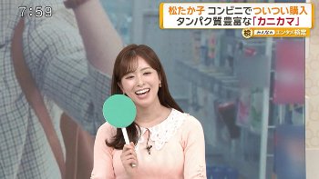 田原萌々アナ　ピチピチのニットで胸元を強調！！【GIF動画あり】