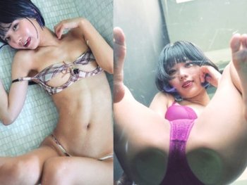 【かれしちゃん】スレンダーな貧乳ボディながらプリケツ具合と顔が可愛いフェチ感あるグラビア画像