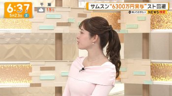 田原萌々アナ　ニットの豊乳がくっきり！！