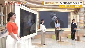 山本雪乃アナ　ピタピタニットで横乳くっきり！！