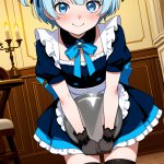 【エロ画像】水色ショート貧乳ゴスロリ×メイド服_AI_アニメエロ画像