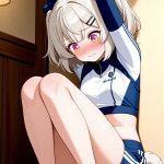 【エロ画像】プラチナ髪サイドテール長身貧乳×手縛り・拘束_AI_アニメエロ画像
