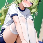 【エロ画像】ライム髪内巻きグラマラス×体操服・ブルマ_AI_アニメエロ画像