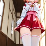【エロ画像】ピンクグラデーションボブ細身×ニーソ・絶対領域_AI_アニメエロ画像
