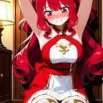 【エロ画像】赤髪ハーフアップむっちり×手縛り・拘束_AI_アニメエロ画像