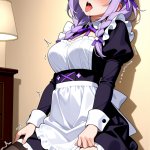 【エロ画像】紫髪三つ編み巨乳×アヘ顔・イキ顔_AI_アニメエロ画像