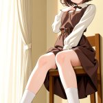 【エロ画像】茶髪ボブ内巻きスレンダー×オナニー・自慰_AI_アニメエロ画像