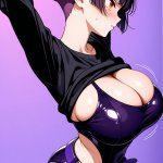 【エロ画像】紫髪刈り上げショート細身×巨乳・爆乳_AI_アニメエロ画像