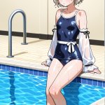 【エロ画像】プラチナショート長身スレンダー×スクール水着_AI_アニメエロ画像