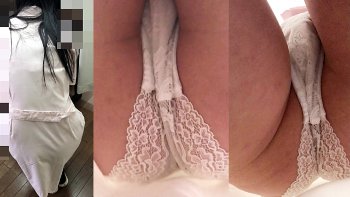 【upskirt3225逆さ撮りナース】しゃがんだところをナース服の中にカメラを突っ込まれぷっくりお股の白レースPを撮られてしまう美人な看護師さん