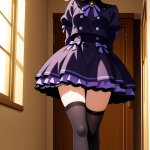 【エロ画像】ピンク髪外ハネボブ高身長スレン×ニーソ・絶対領域_AI_アニメエロ画像