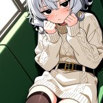 【エロ画像】銀髪セミロングスレンダー×ニーソ・絶対領域_AI_アニメエロ画像