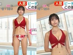 小山璃奈！胸を寄せた谷間！エッチな水着姿！