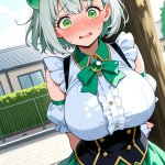 【エロ画像】ピンク髪刈り上げグラマラス×野外露出_AI_アニメエロ画像