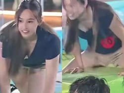 中国女版SASUKEでスタイル抜群の濡れ短パン女子がエロすぎる