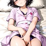 【エロ画像】オレンジくせ毛ショート長身貧乳×オナニー・自慰_AI_アニメエロ画像