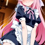【エロ画像】桜色髪ハーフアップスレンダー×メイド服_AI_アニメエロ画像