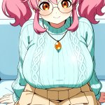 【エロ画像】マゼンタツインおさげむっちり×巨乳・爆乳_AI_アニメエロ画像