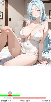 ブロック崩し102　青髪むちむちお姉さん