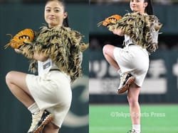 橋本環奈！始球式で短パンから透けるパンツラインが話題に！