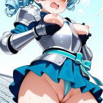 【エロ画像】水色ポニーテールむっちり小柄×母乳・ミルク_AI_アニメエロ画像