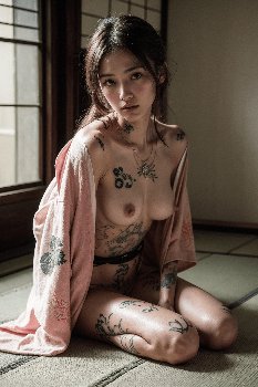 タトゥーの入ったAI美女のヌード画像 part3