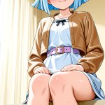 【エロ画像】青髪外ハネボブスレンダー×おしっこ・放尿_AI_アニメエロ画像