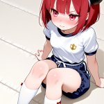 【エロ画像】赤髪ボブ貧乳修道女×体操服・ブルマ_AI_アニメエロ画像