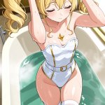【エロ画像】金髪ツインテール巨乳スレンダー×お風呂・入浴_AI_アニメエロ画像