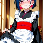 【エロ画像】青髪刈り上げショートロリ×メイド服_AI_アニメエロ画像