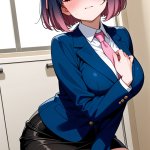 【エロ画像】ピンクグラデーションボブ巨乳×オナニー・自慰_AI_アニメエロ画像