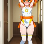 【エロ画像】オレンジグラデーションハーフア×縛り・拘束_AI_アニメエロ画像