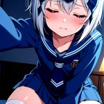 【エロ画像】銀髪ショート貧乳長身×オナニー・自慰_AI_アニメエロ画像