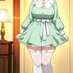 【エロ画像】グレー髪お団子むっちり×ニーソ・絶対領域_AI_アニメエロ画像