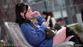 【私服フェラ】しゃがみフェラから顔射され青色のニットワンピースの襟にも精子をぶっかけられる
