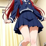 【エロ画像】赤髪ロング貧乳×美少女エロ_AI_アニメエロ画像