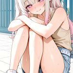 【エロ画像】白髪セミロング貧乳小柄×おしっこ・放尿_AI_アニメエロ画像