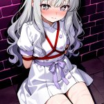 【エロ画像】グレーウェーブロング貧乳ナース×縛り・拘束_AI_アニメエロ画像