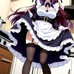 【エロ画像】紫髪セミロンググラマラス×メイド服_AI_アニメエロ画像
